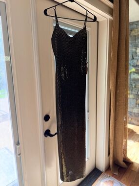 Haute Monde Black Sequin Maxi Slip Dress